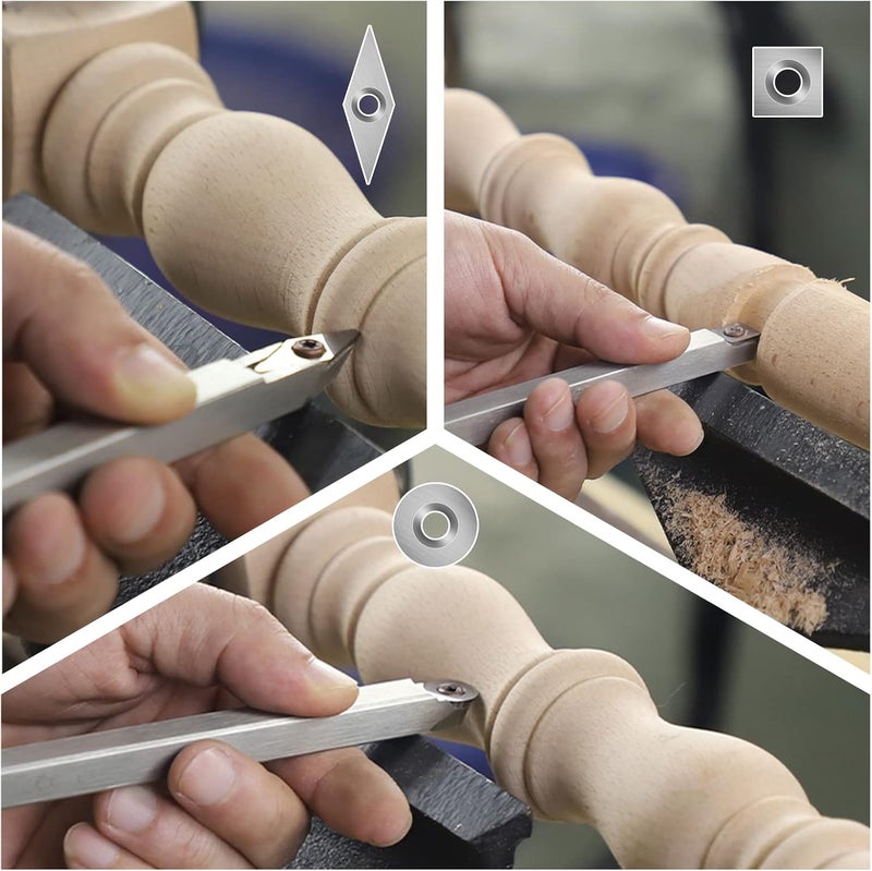 DEEFIINE 3CPS Carbide Tip Wood Lathe Turning ToolS,MINI-SIZE WOOD TURNING TOOLS FOR LATHE SET(Beech handle) - Image 5